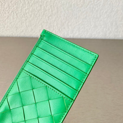 BV Zipped Card Case Green, For Women, Women’s Bags 5.5in/14cm 666939VCPP33722