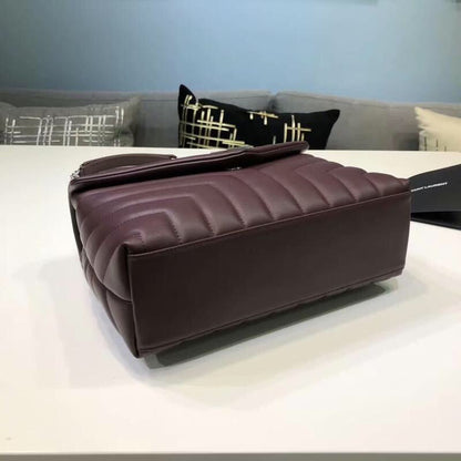 YSSL Loulou Small Chain Bag In Matelassé "Y" Burgundy For Women 9.8in/23cm YSL 