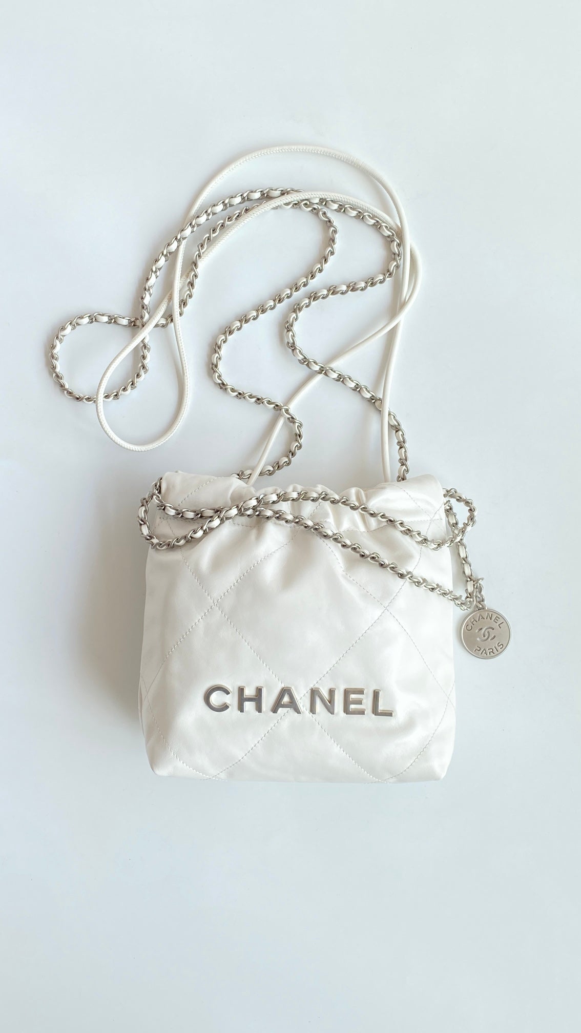 CHL 22 MINI BAG SILVER TONE WHITE 7,1IN/18CM