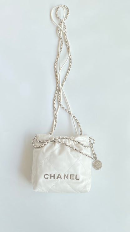 CHL 22 MINI BAG SILVER TONE WHITE 7,1IN/18CM