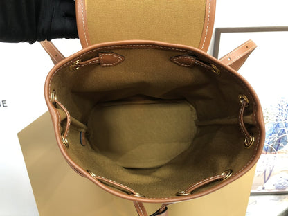 CE MINI BACKPACK FOLCO IN TRIOMPHE CANVAS AND CALFSKIN WHITE
