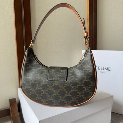 CE AVA TRIOMPHE SOFT BAG IN CANVAS AND CALFSKIN
 TAN
