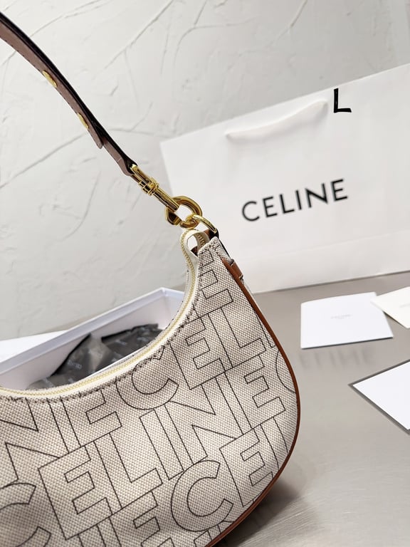 CE MEDIUM AVA STRAP BAG IN TEXTILE WITH ALL OVER PRINT NATURAL 25CM