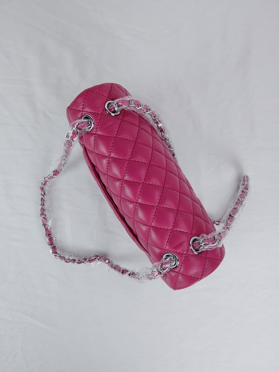 CHL CLASSIC MEDIUM LAMBSKIN FLAP PINK AND SILVER 25CM