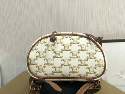 CE MINI BACKPACK FOLCO IN TRIOMPHE CANVAS AND CALFSKIN WHITE