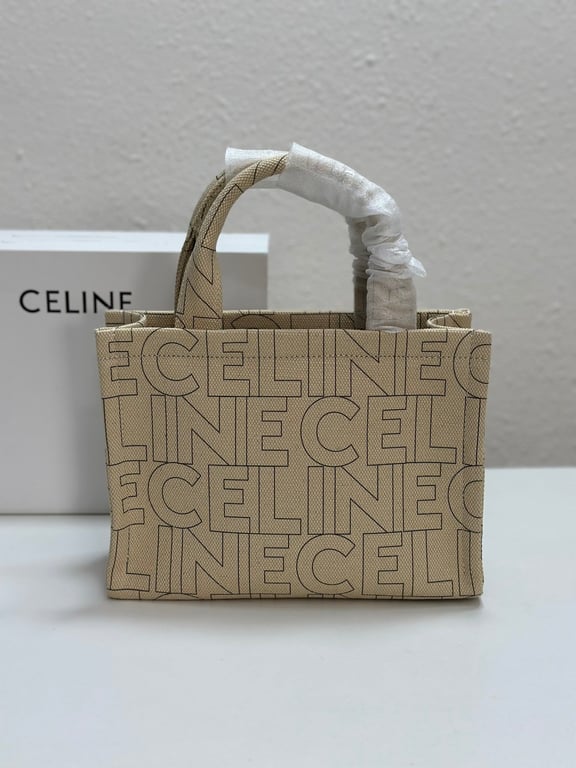 CE SMALL CABAS THAIS IN TEXTILE WITH ALL-OVER PRINT NATURAL TAN 25CM