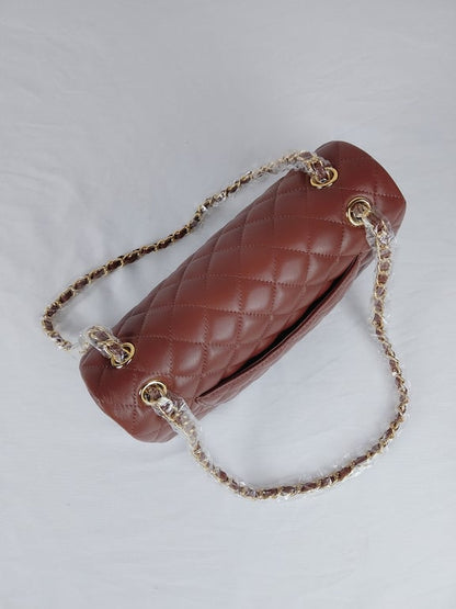 CHL CLASSIC MEDIUM LAMBSKIN FLAP BROWN AND GOLD 25CM