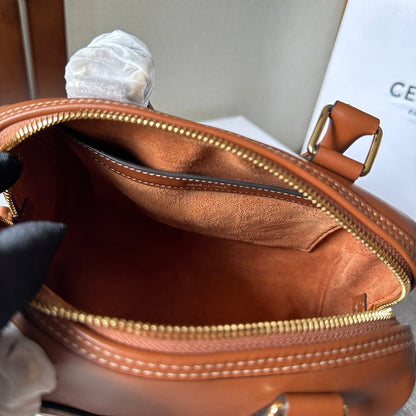 CE  SMALL BOSTON BAG IN SMOOTH CALFSKIN WITH CUIR TRIOMPHE BROWN