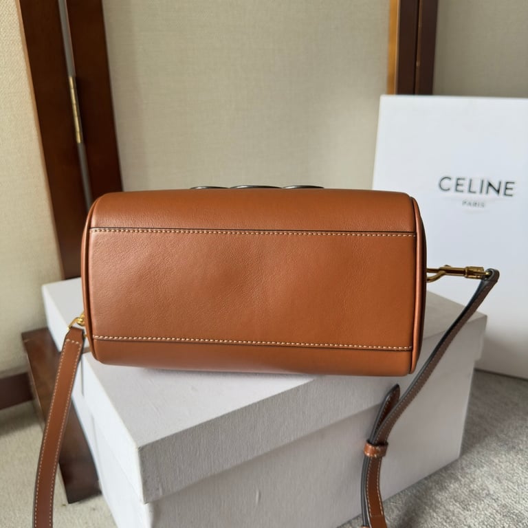 CE  SMALL BOSTON BAG IN SMOOTH CALFSKIN WITH CUIR TRIOMPHE BROWN