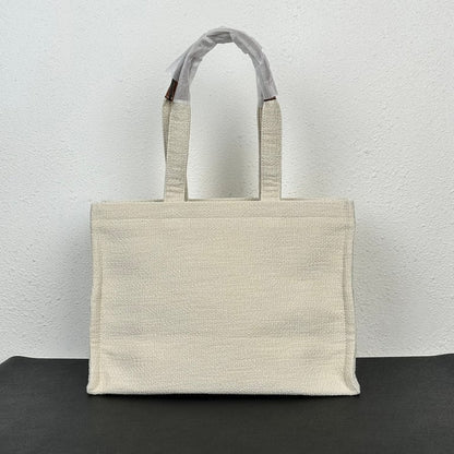 CE LARGE CABAS THAIS IN TEXTILE WITH JACQUARD IN WHITE 41CM