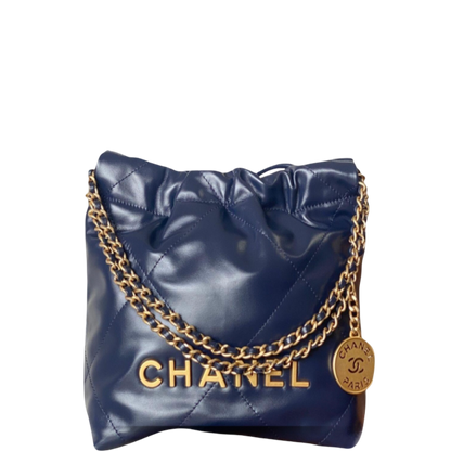 CHL 22 MINI BAG GOLD TONE NAVY BLUE 7.5IN/19CM
