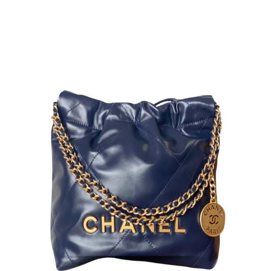 CHL 22 MINI BAG GOLD TONE NAVY BLUE 7.5IN/19CM