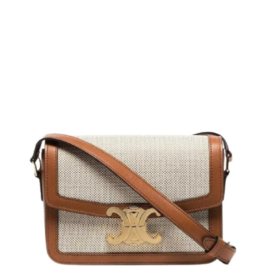 CE CLASSIQUE TRIOMPHE BAG IN TEXTILE AND CALFSKIN 22CM