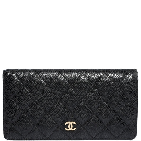 CHL BLACK CAVIAR LEATHER CLASSIC LONG FLAP WALLET 19.5CM