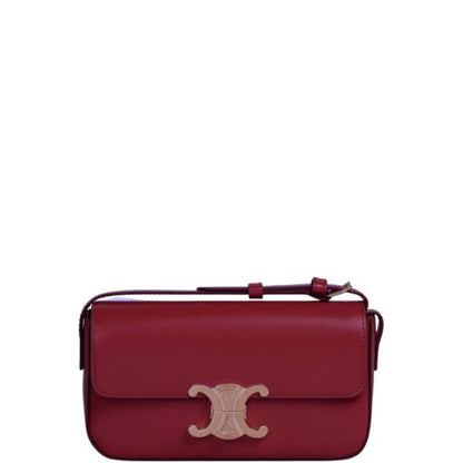CE SHOULDER BAG TRIOMPHE IN SHINY CALFSKIN DARK RED 18CM
