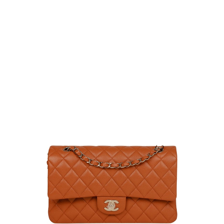 CHL CLASSIC MEDIUM LAMBSKIN FLAP BROWN AND GOLD 25CM