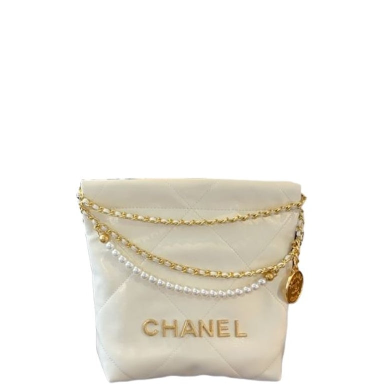 CHL 22 MINI HANDBAGCRYSTAL PEARLSWHITE 22CM AS3980