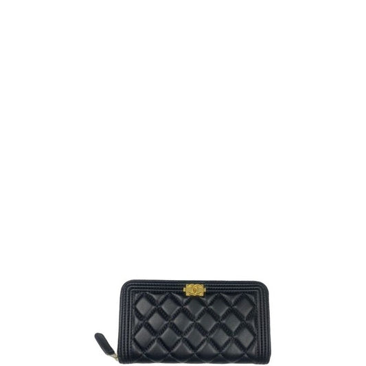 CHL BOY LONG ZIPPED WALLET WITH GOLD HARDWARE BLACK 19.4CM
