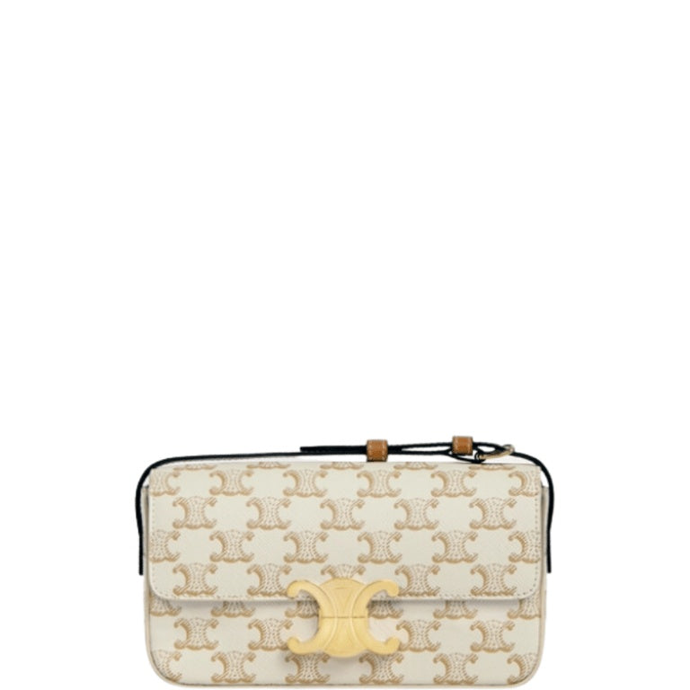 CE TRIOMPHE SHOULDER BAG IN SHINY CALFSKIN GOLD CC WHITE