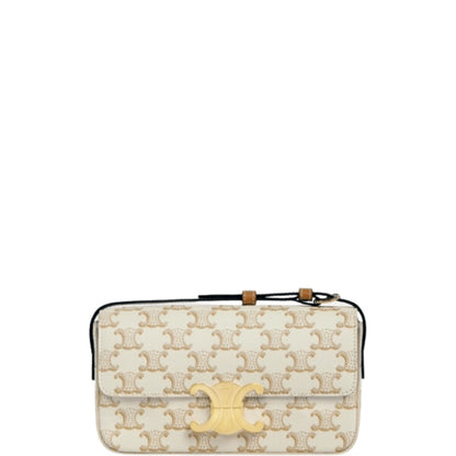 CE TRIOMPHE SHOULDER BAG IN SHINY CALFSKIN GOLD CC WHITE