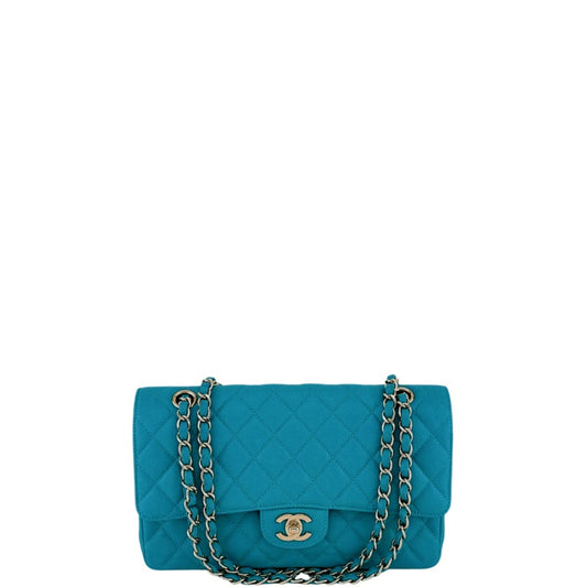 CHL CLASSIC MEDIUM LAMBSKIN FLAP DARK TURQUOISE CAVIAR AND GOLD 25CM