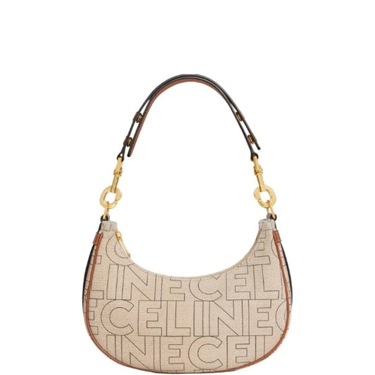 CE MEDIUM AVA STRAP BAG IN TEXTILE WITH ALL OVER PRINT NATURAL 25CM