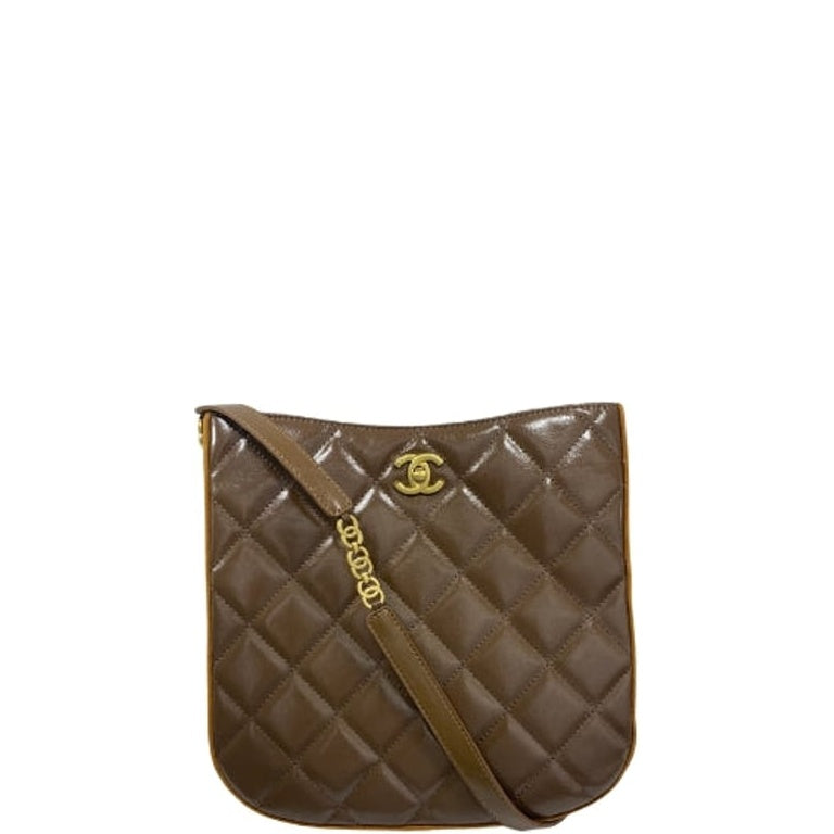 CHL 22s PEARL CRUSH HOBO BAG LAMBSKIN 28CM KHAKI