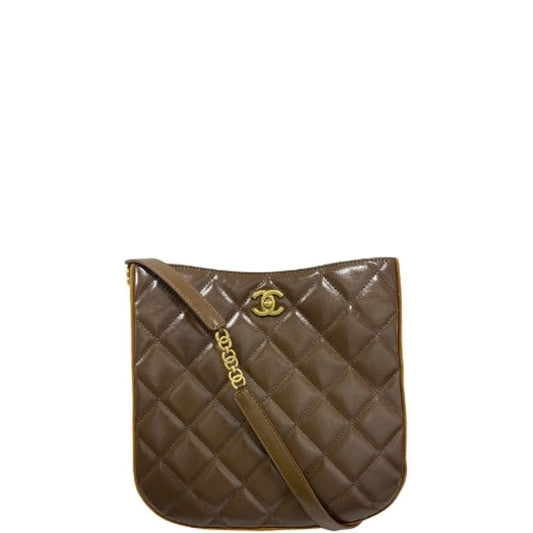 CHL 22s PEARL CRUSH HOBO BAG LAMBSKIN 28CM KHAKI