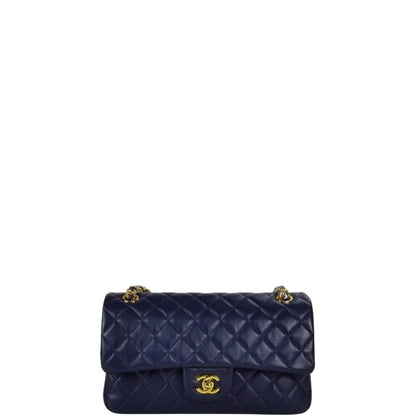 CHL CLASSIC MEDIUM LAMBSKIN FLAP NAVY AND GOLD 25CM