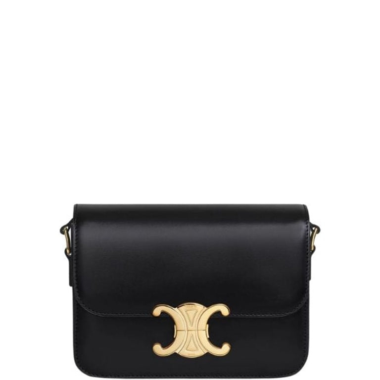 CE TEEN TRIOMPHE BAG IN SHINY CALFSKIN BLACK 18CM 1