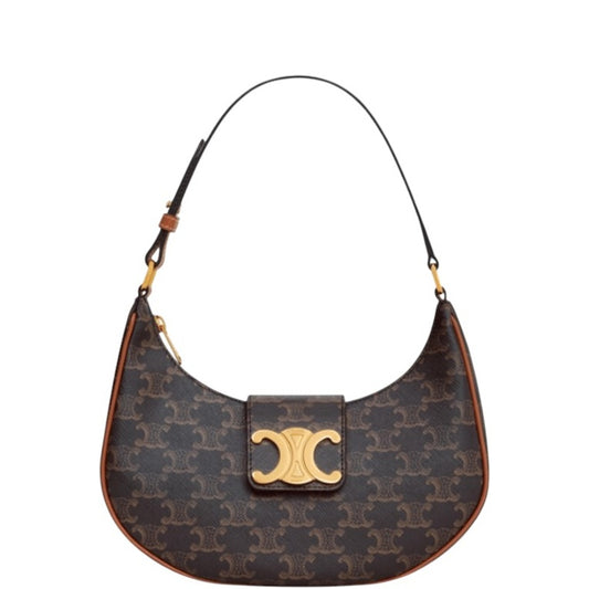 CE AVA TRIOMPHE SOFT BAG IN CANVAS AND CALFSKIN
 TAN