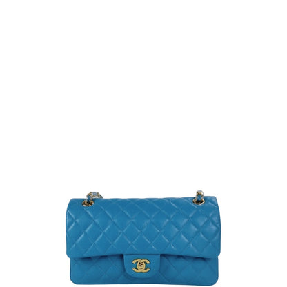 CHL CLASSIC MEDIUM LAMBSKIN FLAP BAG BLUE GOLD 25CM