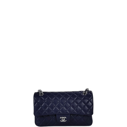 CHL CLASSIC MEDIUM LAMBSKIN FLAP NAVY AND SILVER 25CM