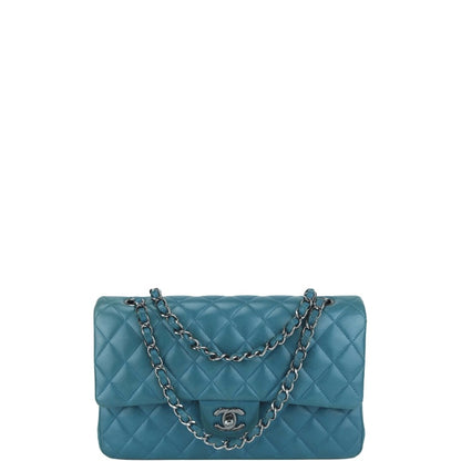 CHL CLASSIC MEDIUM LAMBSKIN FLAP DARK TURQUOISE CAVIAR SILVER 25CM
