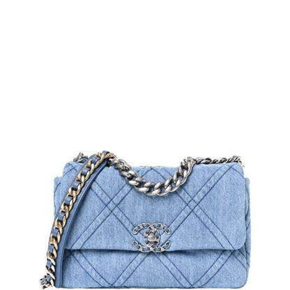 CHL BLUE DENIM QUILTED MEDIUM 19 FLAP 26CM