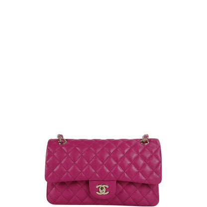 CHL CLASSIC MEDIUM LAMBSKIN FLAP PINK AND GOLD 25CM