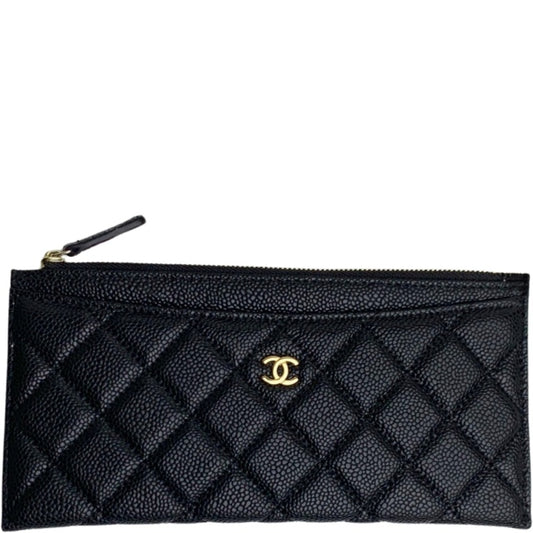 CHL CLASSIC ZIP POUCH CAVIAR WALLET BLACK 22CM