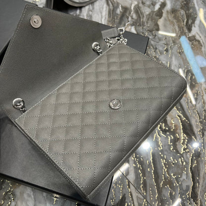 YSSL Envelope Medium Chain Bag Dark Grey For Women, Women’s Bags 9.4in/24cm YSL