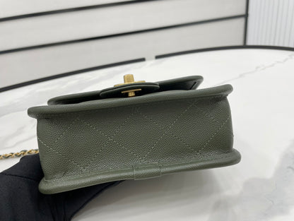 CHL 22K Flap Bag Dark Green For Women, Women’s Bags 8.1in/20.5cm