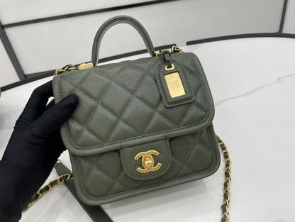 CHL 22K Flap Bag Dark Green For Women, Women’s Bags 8.1in/20.5cm