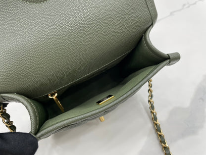 CHL 22K Flap Bag Dark Green For Women, Women’s Bags 8.1in/20.5cm
